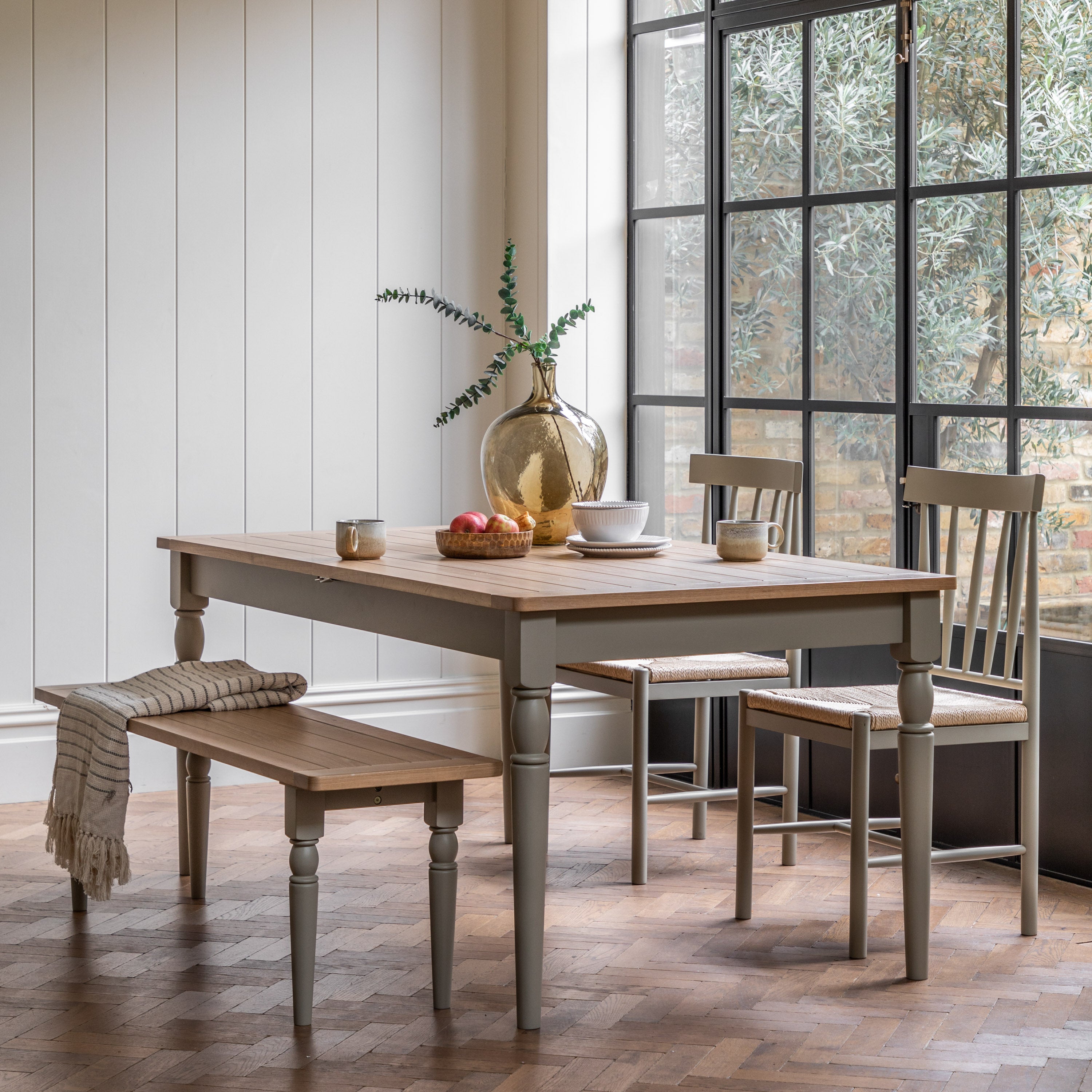 Radley Trestle Natural Grey Oak Wood Extending Dining Table 8-10 S
