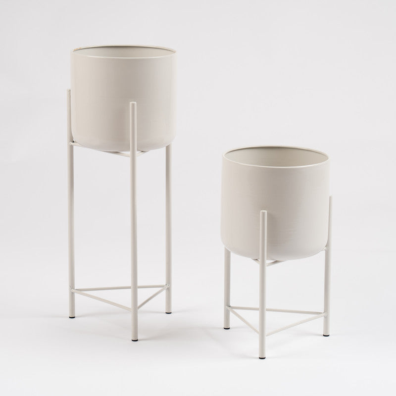 Set of 2 Light Beige Planters