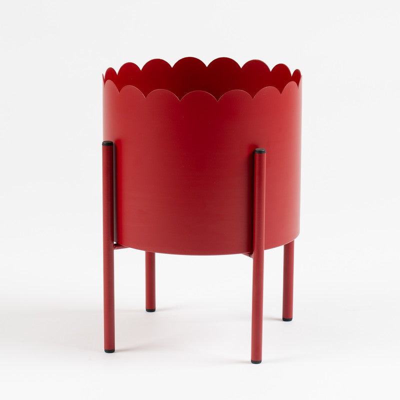 Red Scallop Planter on Stand