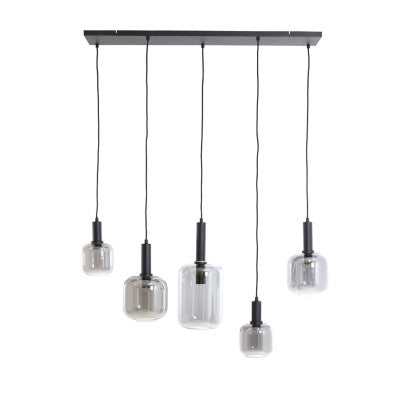 Lekar Black & Smoked Glass 5 Light Pendant Light