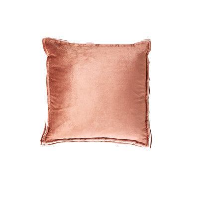 Baxley Dusty Pink Velvet & Natural Linen Square Cushion 45x45cm