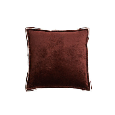 Baxley Dark Brown Velvet & Natural Linen Square Cushion 45x45cm
