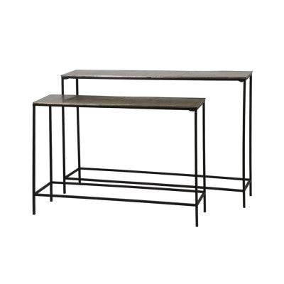 Hartsville Set of 2 Dark Brown Bronze Metal Console Tables