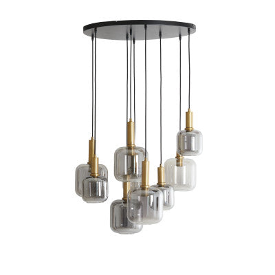 Lekar Antique Bronze & Smoked Glass 9 Light Pendant Light