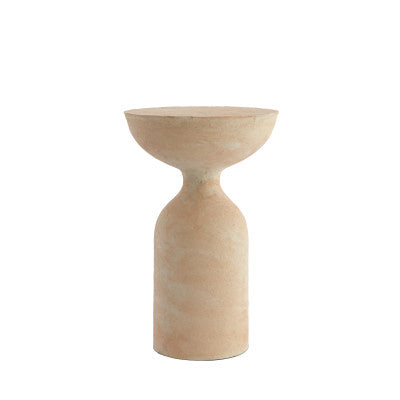 Murla Beige Papier Mâché Round Side Table