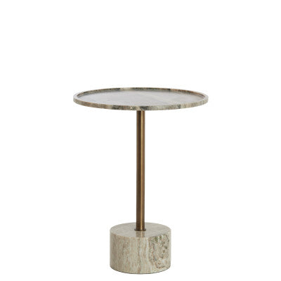 Civita Sand/Grey Marble & Brown Bronze Round Side Table 49cm
