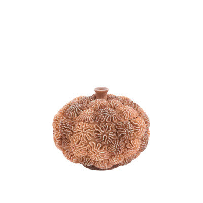 Coral Peach/Light Brown Decorative Storage Box with Lid 15.5cm