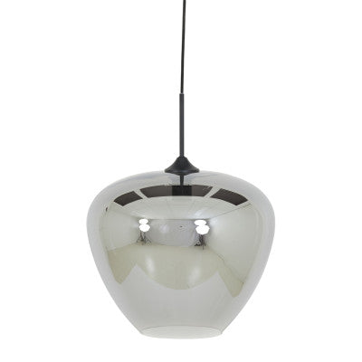 Mayson Smoked Glass & Matt Black Pendant Light 40cm
