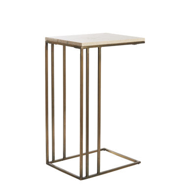 Roshan Sand Travertine & Brown Bronze Rectangular Side Table