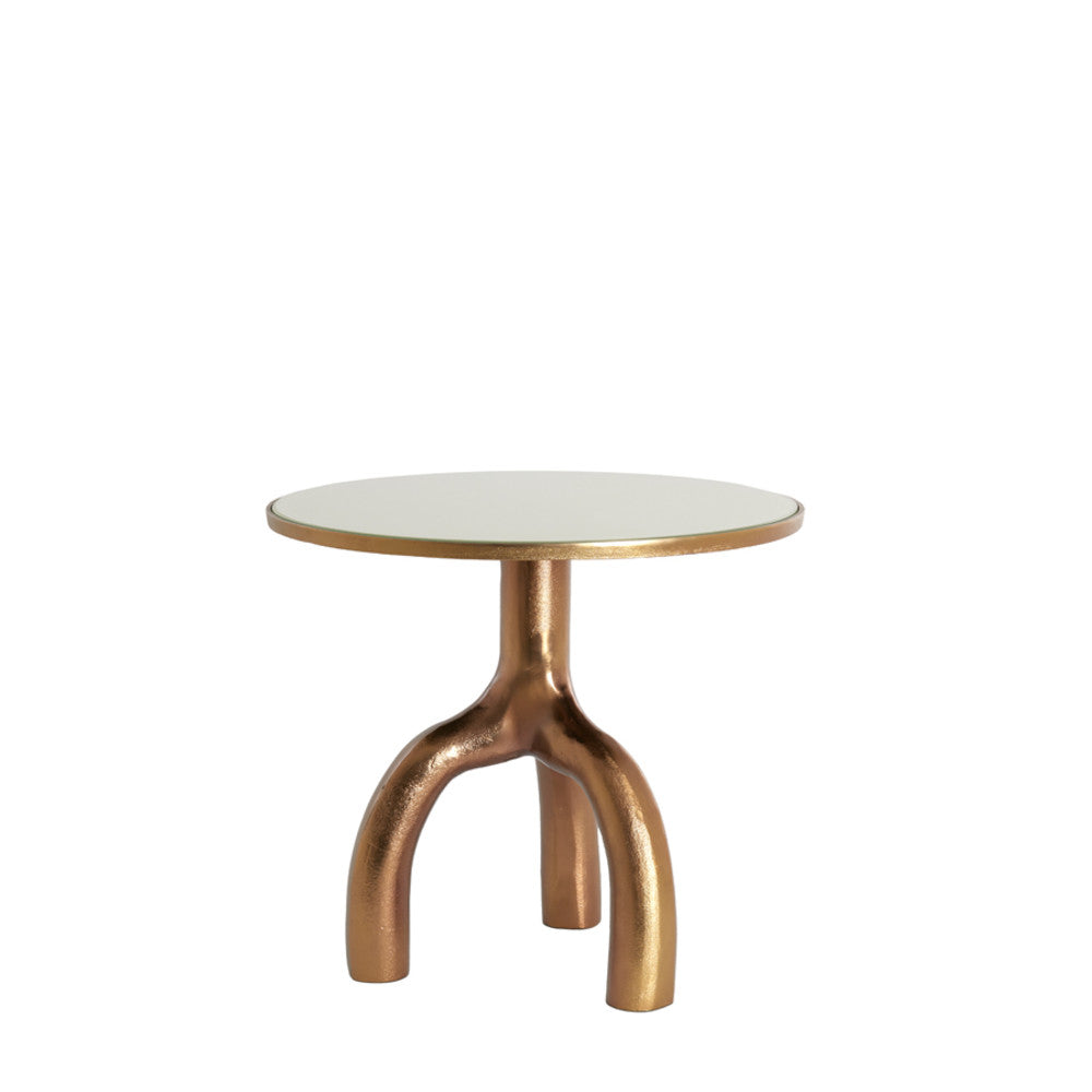 Mello Gloss Brown Bronze & Taupe Glass Round Side Table 45.5cm
