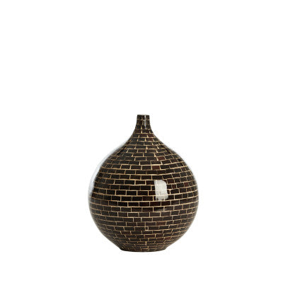 Elorza Dark Brown & Natural Bamboo Vase 25cm