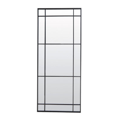 Rincon Clear Glass & Matt Black Rectangular Full Length Leaner Mirror