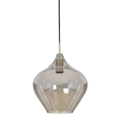 Rakel Antique Bronze & Smoked Glass Pendant Light 27cm