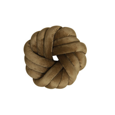 Knot Caramel Velvet Round Knotted Cushion 33x33cm