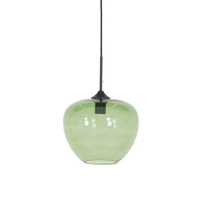 Mayson Green Glass & Matt Black Pendant Light 30cm