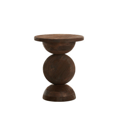 Mirto Matt Dark Brown Wood Round Side Table