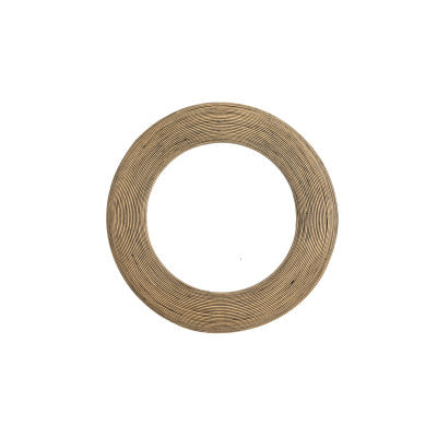 Piedre Brown Rattan Round Wall Mirror 71cm