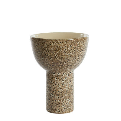 Kavala Cream Ceramic & Black Decorative Bowl on Stand 25.5cm