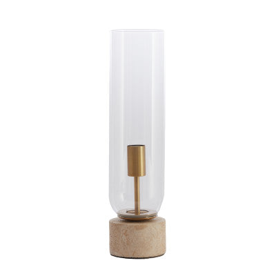 Rylano Clear Glass & Sand/Antique Bronze Table Lamp 47cm