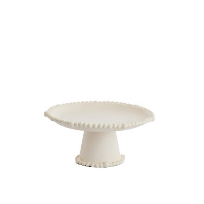 Oto Cream Metal Decorative Bowl on Stand 25.5cm