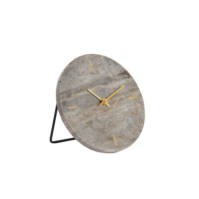 Jenay Brown Travertine Table Clock 20cm