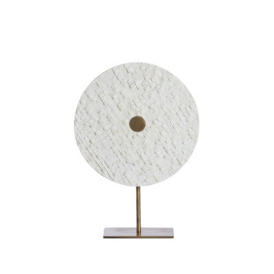 Yvo White Marble & Antique Bronze Ornament on Stand 50cm