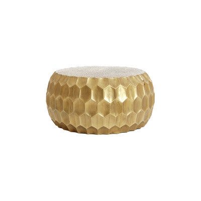 Kalan Antique Gold Geometric Metal Round Coffee Table