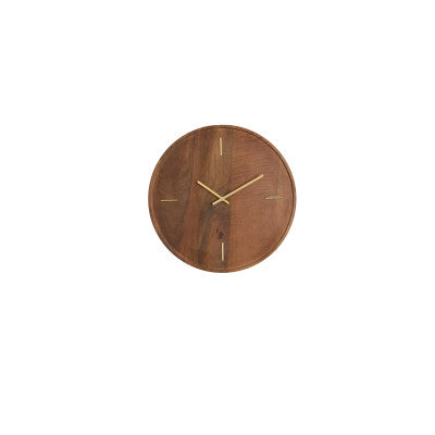 Veti Brown Mango Wood & Gold Wall Clock 41cm