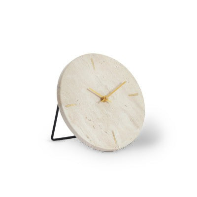 Jenay Sand Travertine Table Clock 20cm