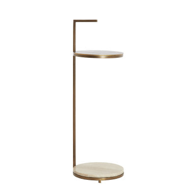 Leda Sand/Grey Marble & Brown Bronze Round Side Table