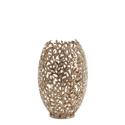 Famaro Antique Gold Metal Hurricane Candle Holder