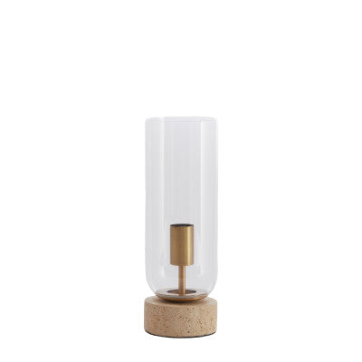 Rylano Clear Glass & Sand/Antique Bronze Table Lamp 35cm