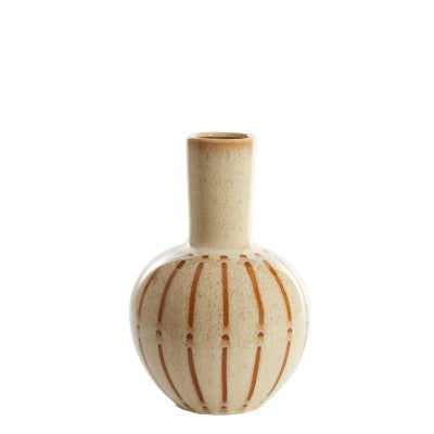 Ulloa Gloss Cream & Brown Ceramic Vase 42cm