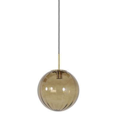 Magdala Brown Glass & Gold Pendant Light 30cm