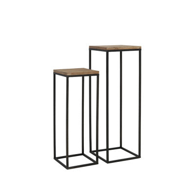 Yarula Set of 2 Wood & Black Plinths