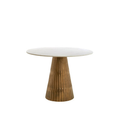 Leyda White Marble & Antique Bronze Round Dining Table 100cm