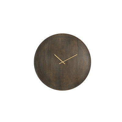 Veti Dark Brown Mango Wood & Gold Wall Clock 56cm