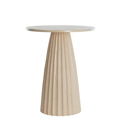 Veglia Matt Sand & Light Brown Spotted Metal Round Side Table 56cm