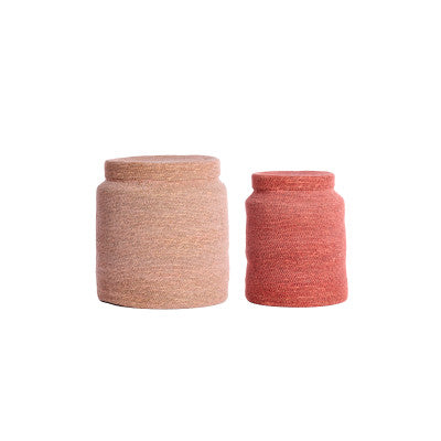 Betania Set of 2 Pink Seagrass Storage Baskets
