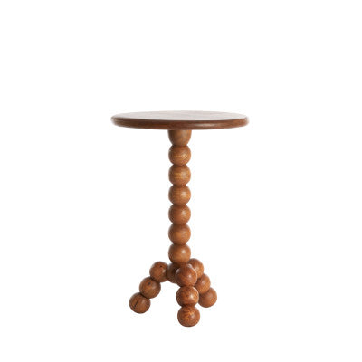 Veglio Oiled Brown Wood Round Side Table