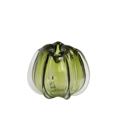Murela Olive Green Ribbed Glass Vase 22cm