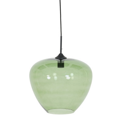Mayson Green Glass & Matt Black Pendant Light 40cm