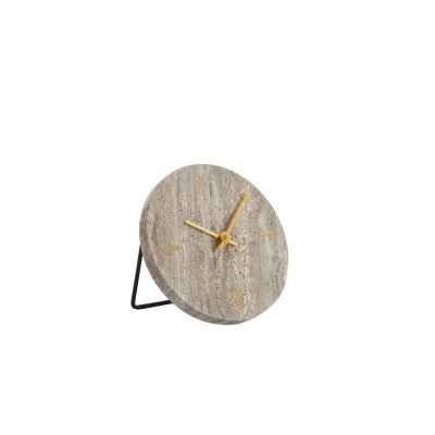 Jenay Brown Travertine Table Clock 15cm