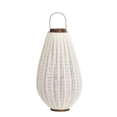 Dazio Natural Linen & Dark Brown Wood Hurricane Candle Holder 70cm