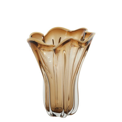 Kazuno Clear Brown/Grey/Cream Glass Vase 32cm