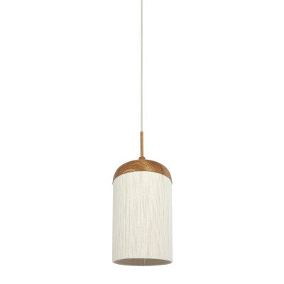 Dania Natural Wood Effect & Cream Rope Pendant Light 27.5cm