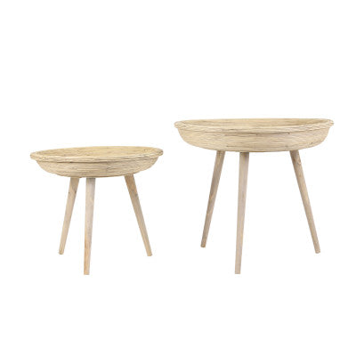 Colon Set of 2 Natural Rattan Round Side Tables