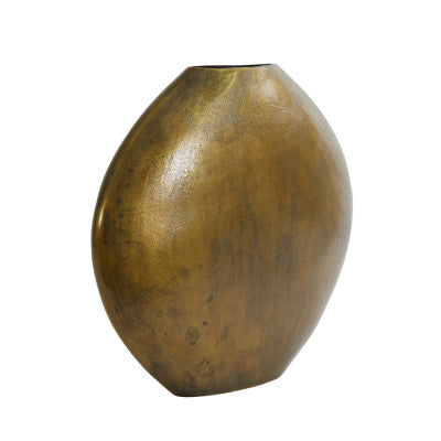 Positano Oval Flat Antique Bronze Metal Vase 53cm