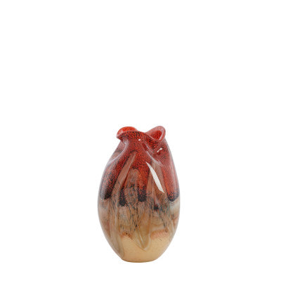 Jorien Red & Taupe Glass Vase 25cm