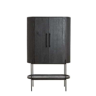 Dumosi Matt Black Wood Storage Cabinet 165cm